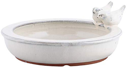 Esschert Design Vogeltränke und Futterschale aus Keramik in Creme – Bild 1 von 3