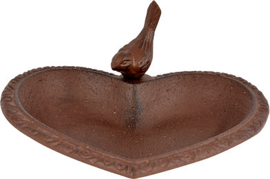 Esschert Design Vogeltränke und Futterschale in Herzform aus Metall in Braun – Bild 1 von 11