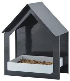 Esschert Design Wandfutterhaus für Wildvögel aus Metall in Anthrazit/Weiß – Bild 1 von 4