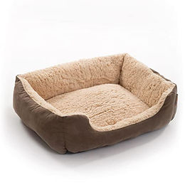 ESTEXO Hundebett aus Kunstleder für erwachsene Hunde in Braun und Beige 50x37x17 cm – Bild 1 von 11