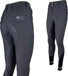 Produktbild von Estrelle Equestrian Iconic Reithose Damen Full Grip aus Nylon Größe S in Grau oder Schwarz