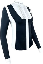 Produktbild von Estrelle Equestrian Reittrikot langarm Damen ED-Crystal Weiß Schwarz Größe 38