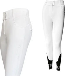 Produktbild von Estrelle Equestrian Signature Reithose für Damen mit Vollgrip aus Kunstleder in Weiß Größe 34