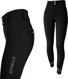 Produktbild von Estrelle Equestrian Signature SG Reithose aus Leder und Nylon für Damen in Schwarz Größe 40 mit Vollgrip