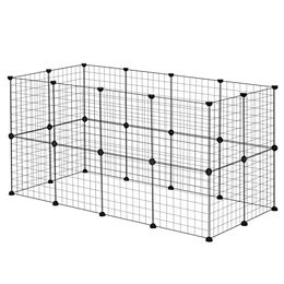 EUGAD DIY Freigehege XXL für Kaninchen und Meerschweinchen aus Metallgitter Schwarz 142x72x72cm – Bild 1 von 13