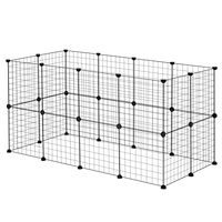 Produktbild von EUGAD DIY Freigehege XXL für Kaninchen und Meerschweinchen aus Metallgitter Schwarz 142x72x72cm