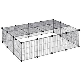 EUGAD Freigehege aus Metall für Kaninchen und Katzen Schwarz 147x111x37cm – Bild 1 von 9