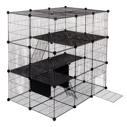 EUGAD Freigehege DIY Laufstall aus Metall für Hunde in Schwarz – Bild 1 von 7