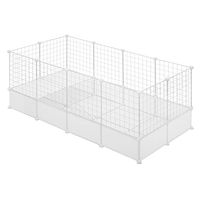 Produktbild von EUGAD Freigehege für Kaninchen Meerschweinchen und Chinchilla Weiß 142x71x53cm aus Kunststoff und Metallgitter