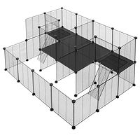 Produktbild von EUGAD Freigehege für Kaninchen Meerschweinchen und Hamster aus Metallgitter mit Tür und Leiter Schwarz 145x108x72cm