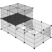 Produktbild von EUGAD Freigehege für Kaninchen mit Tür und Treppe DIY Schwarz 105x70x70 cm
