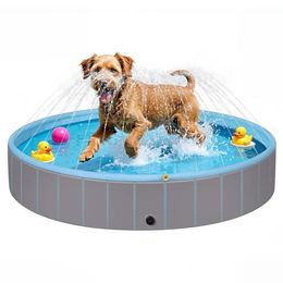 EUGAD Hundepool mit Sprinkler für kleine Hunde und Welpen, faltbares Planschbecken aus Polyester in Blau, 80x20cm - 80 cm – Bild 1 von 9