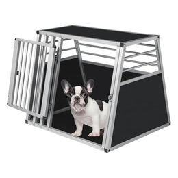 EUGAD Hundetransportbox aus Aluminium für große Hunde und Katzen Schwarz Silber – Bild 1 von 12