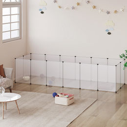 EUGAD Kleintier Freigehege aus Kunststoff mit transparenten Platten für Kaninchen und Meerschweinchen 302x72x102 cm – Bild 1 von 13