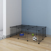 Produktbild von EUGAD Kleintier Freigehege DIY Laufstall mit Tür aus Kunststoff Schwarz 109x74x39cm