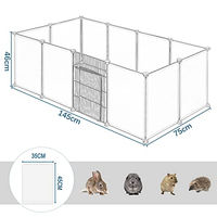 Produktbild von EUGAD Kleintierfreigehege für Kaninchen und Meerschweinchen verformbar und erhöhbar mit Tür in Weiß 145x46x75cm - 12 x 35 cm