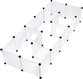 EUGAD Kleintiergehege aus Kunststoff für Kaninchen und Chinchilla Weiß Transparent 175x75x35cm – Bild 1 von 13