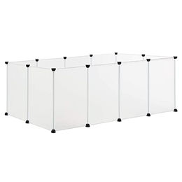 EUGAD Kleintiergehege Freilaufgehege für Kaninchen und Meerschweinchen aus Metall Weiß 145x46x75cm - 12 x 35 cm – Bild 1 von 2