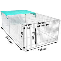 Produktbild von EUGAD Kleintiergehege Freilaufgehege mit Sonnenschutz für Kaninchen und Meerschweinchen 216x65x116 cm