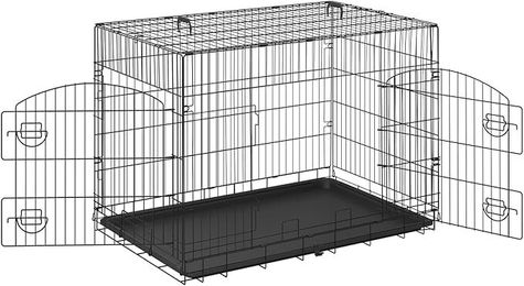 EUGAD XXL Hundetransportbox aus Metall für kleine Hunde in Schwarz 108x76x69 cm – Bild 1 von 5