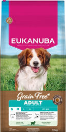 Produktbild von Eukanuba Grain Free Adult Small & Medium Hundetrockenfutter mit Lamm 2 x 12 kg getreidefrei und glutenfrei