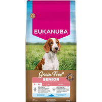 Produktbild von Eukanuba Grain Free Senior Small & Medium Trockenfutter mit Fisch getreidefrei und glutenfrei 2 x 12 kg
