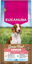Eukanuba Grain Free Senior Trockenfutter mit Fisch für kleine und mittelgroße Hunde, getreidefrei und glutenfrei, 12 kg – Bild 1 von 6