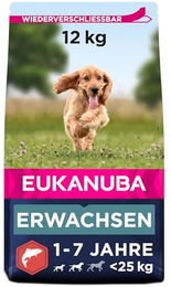 Eukanuba Hundefutter Lachs und Huhn für ausgewachsene Hunde kleiner und mittelgroßer Rassen Trockenfutter ohne Farb- und Aromastoffe 12 kg - 12 kg – Bild 1 von 7