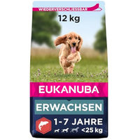 Produktbild von Eukanuba Hundefutter Lachs und Huhn für ausgewachsene Hunde kleiner und mittelgroßer Rassen Trockenfutter ohne Farb- und Aromastoffe 12 kg - 12 kg