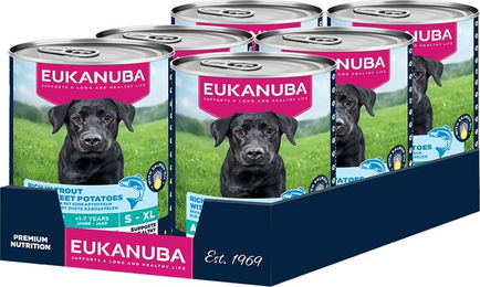 Eukanuba Hundefutter Nass Adult Forelle und Huhn Getreidefreie Pastete 6 x 400 g – Bild 1 von 5