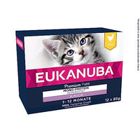 Produktbild von Eukanuba Junior Katzenfutter Nassfutter Huhn getreidefrei für Kitten 12 x 85 g - 12 x 85 g