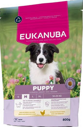 Produktbild von Eukanuba Puppy Medium Breeds Trockenfutter Huhn und Truthahn für Welpen mittelgroßer Rassen 800g ohne Farb- und Aromastoffe