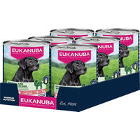 Produktbild von Eukanuba Senior Hundefutter Lamm und Lachs Stückchen in Sauce getreidefrei 12 x 400 g