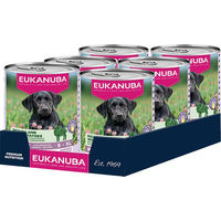 Produktbild von Eukanuba Welpen Nassfutter Lamm und Lachs Stückchen in Sauce getreidefrei 48 x 400 g