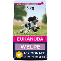 Produktbild von Eukanuba Welpenfutter Huhn Trockenfutter für mittlere Rassen ohne Farb- und Aromastoffe 3 kg - 2 x 3 kg