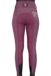 Produktbild von Euro-Star Reithose ESIndigo Glam FullGrip für Damen in Dark Berry mit Silikon Grip