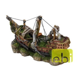 Europet Aquariumdekoration versunkenes Dreimast-Schiff als Figur und Höhle für Fische in Braun Größe M – Bild 1 von 3