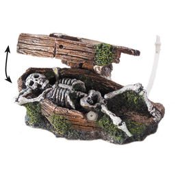 Europet Bernina Aquariumdekoration Skelett im Sarg mit Ausströmer für Fische in Grau – Bild 1 von 2
