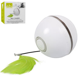 Produktbild von Europet Bernina Ball Chaser Elektrisches Katzenspielzeug mit LED Licht und Feder in Weiß Grün Bunt aus Kunststoff