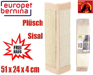 Europet Bernina Eck-Kratzbrett für Katzen aus Sisal und Plüsch in Beige-Grau – Bild 1 von 7