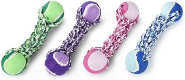 Europet Bernina Hundespielzeug Spieltau Hantel mit 2 Tennisbällen aus Seil 34.5 cm 440 g - 440 g – Bild 1 von 2