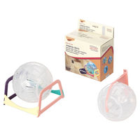 Produktbild von Europet Bernina Joggingball 3in1 Laufball für Hamster aus Kunststoff mit Gestell und Halterung in Weiß und Transparent - 1 Stk.