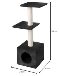 Europet Bernina Katzenkratzbaum Classic Palazzo mit Sisal in Schwarz 30 x 30 x 90 cm – Bild 1 von 4