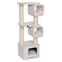 Europet Bernina Kratzbaum Akita für Katzen Weiß mit Sisal und zwei Tunneln 37 x 37 x 111 cm – Bild 1 von 2