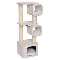 Produktbild von Europet Bernina Kratzbaum Akita für Katzen Weiß mit Sisal und zwei Tunneln 37 x 37 x 111 cm
