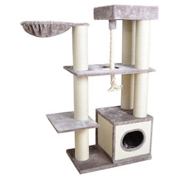 Europet Bernina Kratzbaum Leicester für Katzen XL Grau mit Plüsch und Hütte – Bild 1 von 2
