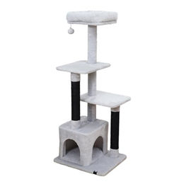 Europet Bernina Kratzbaum Oklahoma grau aus Plüsch für Katzen 49x40x120cm – Bild 1 von 3