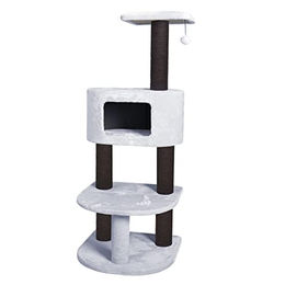 Europet Bernina Kratzbaum Salisbury für Katzen mit Hütte und Spielball Grau 58 x 58 x 140 cm – Bild 1 von 4