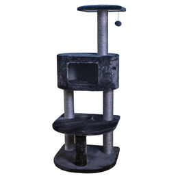 Produktbild von Europet Bernina Kratzbaum Salisbury für Katzen Schwarz 140 cm mit Hütte und Spielball