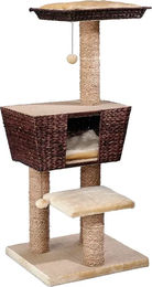 Europet Bernina Kratzbaum Trend Grenada für Katzen mit Bananenblatt-Design in Beige und Braun, 48 x 48 x 114 cm – Bild 1 von 4